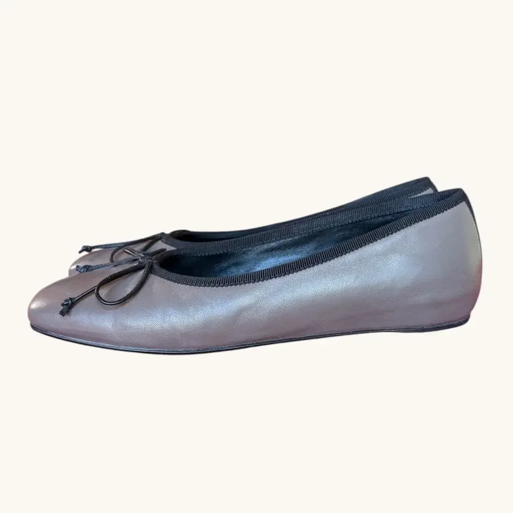 M.Gemi The Danza Taupe Leather Square Toe Mini Wedge Ballet Flat EU 36.6/US 6